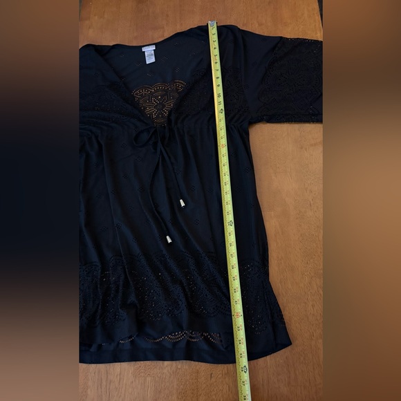 Dotti Women’s Black Lace Overlay Drawstring Waist Swimsuit Coverup Size XL - Picture 8 of 9